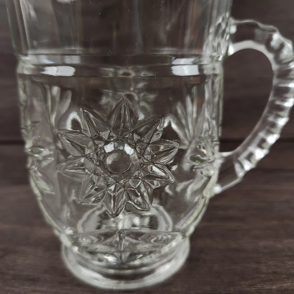 Vintage Anchor Hocking Pint Pitcher Starburst Star of David 5.5''